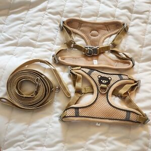 Tan Small Dog Harness and Leash Set